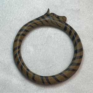 Vintage zebra bracelet Carved Wooden African Zebra Bangle Tribal Safari